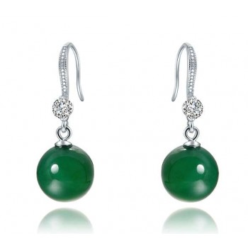 Sterling silver nature Jade women's earrings