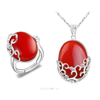 Sterling silver Red agate jewelry sets