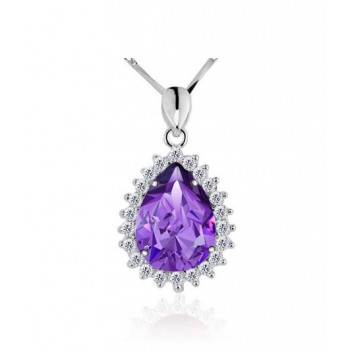 Sterling Silver Water Drop Crystal Pendant 