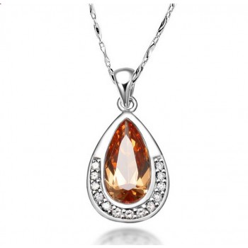 Sterling silver water droplets luxury crystal pendant