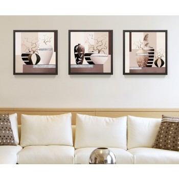 Still Life minimalist three-panels oil painting