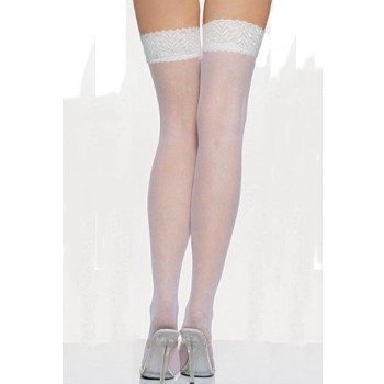 Straight white lace wedding socks