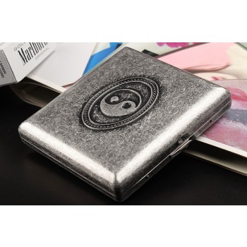 Tai Chi pattern retro silver cigarette case