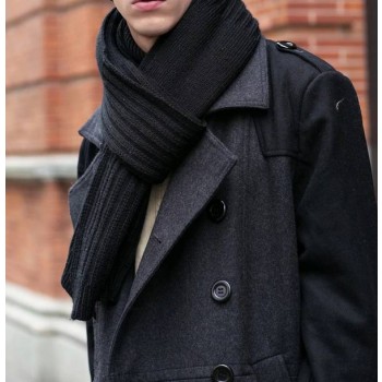 Thick knitting autumn & winter wool pure color men's scarf 