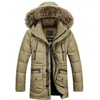 Thicker solid color winter Men's duck down jacket
