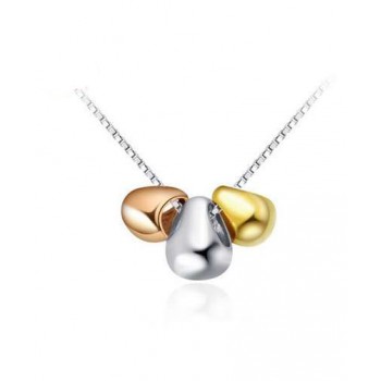 Three Color Water Drop Sterling Silver Necklace