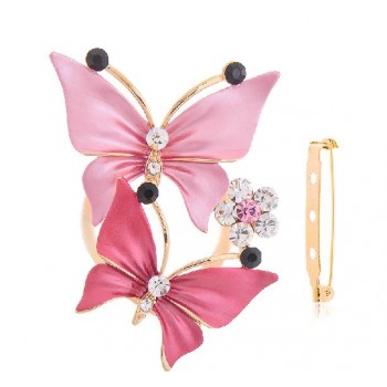 Two butterflies crystal brooch