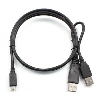USB2.0 male * 2 to mini 5pin T-head / mobile hard disk box data cable 1 m