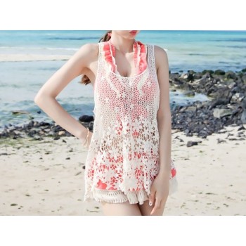 White knit bikini beach cover