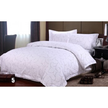 White printed cotton 4pcs bedding sheet set for hotel