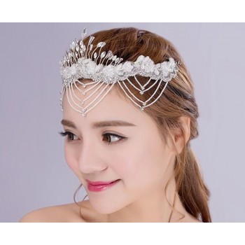 White Rhinestone crown bridal hair accessories