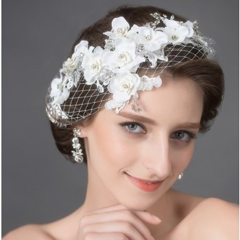 White rhinestones flower bridal hair accessories