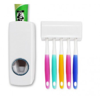 White toothpaste dispenser + dustproof toothbrush holder