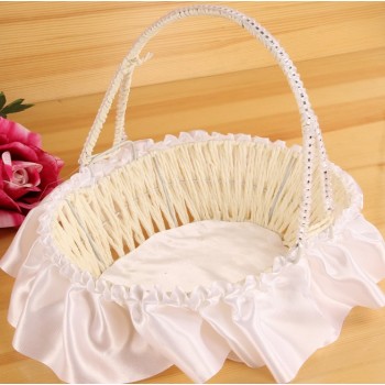 Wicker + silk cloth Oval Flower Girl Baskets