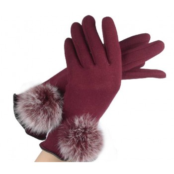 Winter girl lovely rabbit hair ball velvet glove