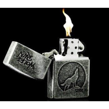 Wolf patterns copper oil lighter