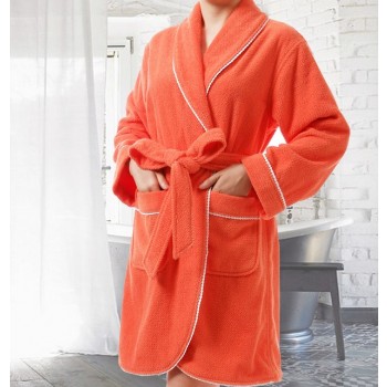 Woman's lacing style cotton bathrobe