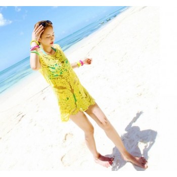 Women knitted one-piece beach dress