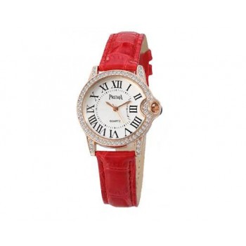 women leather strap rhinestone watch