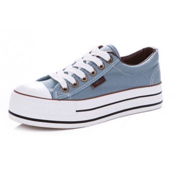 Women thickness bottom low cut lacing canvas shoes
