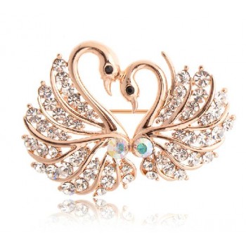Zircon lovely swan brooch