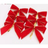 10cm 6pcs gold rim red Christmas bows