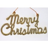 19 * 9cm golden Merry Christmas letters pendant