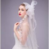 250cm white big flowers bridal veil