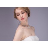 2pcs bride rhinestone necklace + earring set