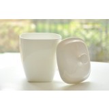 380ml square white ceramic mug
