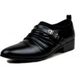 3.5CM heel pointed leather shoes