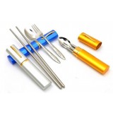 3pcs stainless steel chopsticks + Fork + Spoon Kit