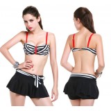 3pcs Stripes bikini swimsuit