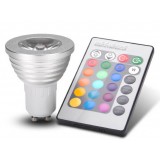 3W GU10 / E27 / MR16 RGB 24 keys remote LED spotlight bulb