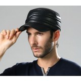 56-62cm leather flat top hat