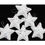 6pcs white star-shaped Christmas ornaments