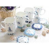 700ml blue sea style ceramic mug