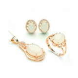 925 silver rose gold plated jade three-piece sets