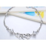 925 Sterling Silver Crystal Double Heart Bracelet