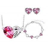 925 sterling silver sweet love crystal jewelry sets