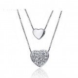 925 sterling silver two hearts woman pendant
