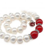 Agate freshwater pearl necklace