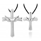 Angel cross pendant in sterling silver
