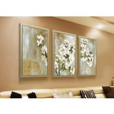 Apple flowers three-panels oil painting