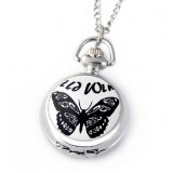 Authentic enamel butterfly tattoo pocket watch student quartz necklace watch 