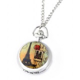 Authentic fashionable restore ancient Paris Eiffel Tower enamel small pocket watch