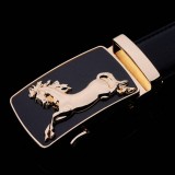 Automatic buckle value fleeing horse men's leather belt