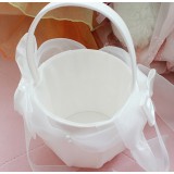 Beige Double Bow Flower Girl Baskets