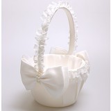 Beige Satin Flower Girl Baskets