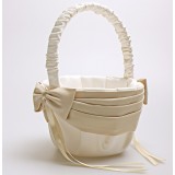 Beige Satin Wedding Flower Girl Baskets
